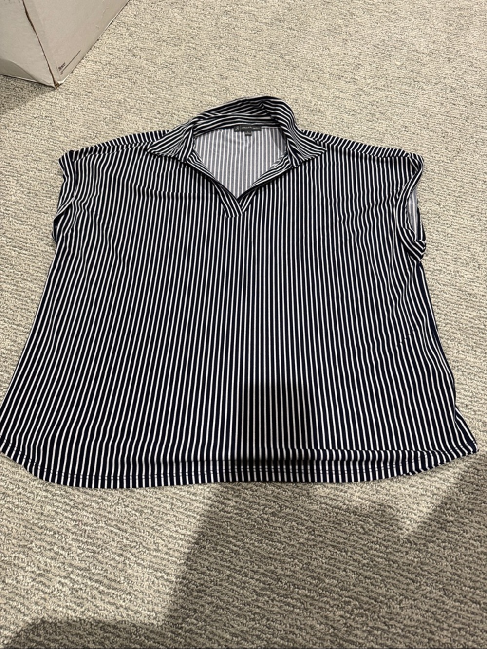 Adrianna Papell Black and White Striped Cap Sleeve Blouse